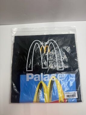 PALACE Black Tee with Blue Sky and Yellow Sign Graphic